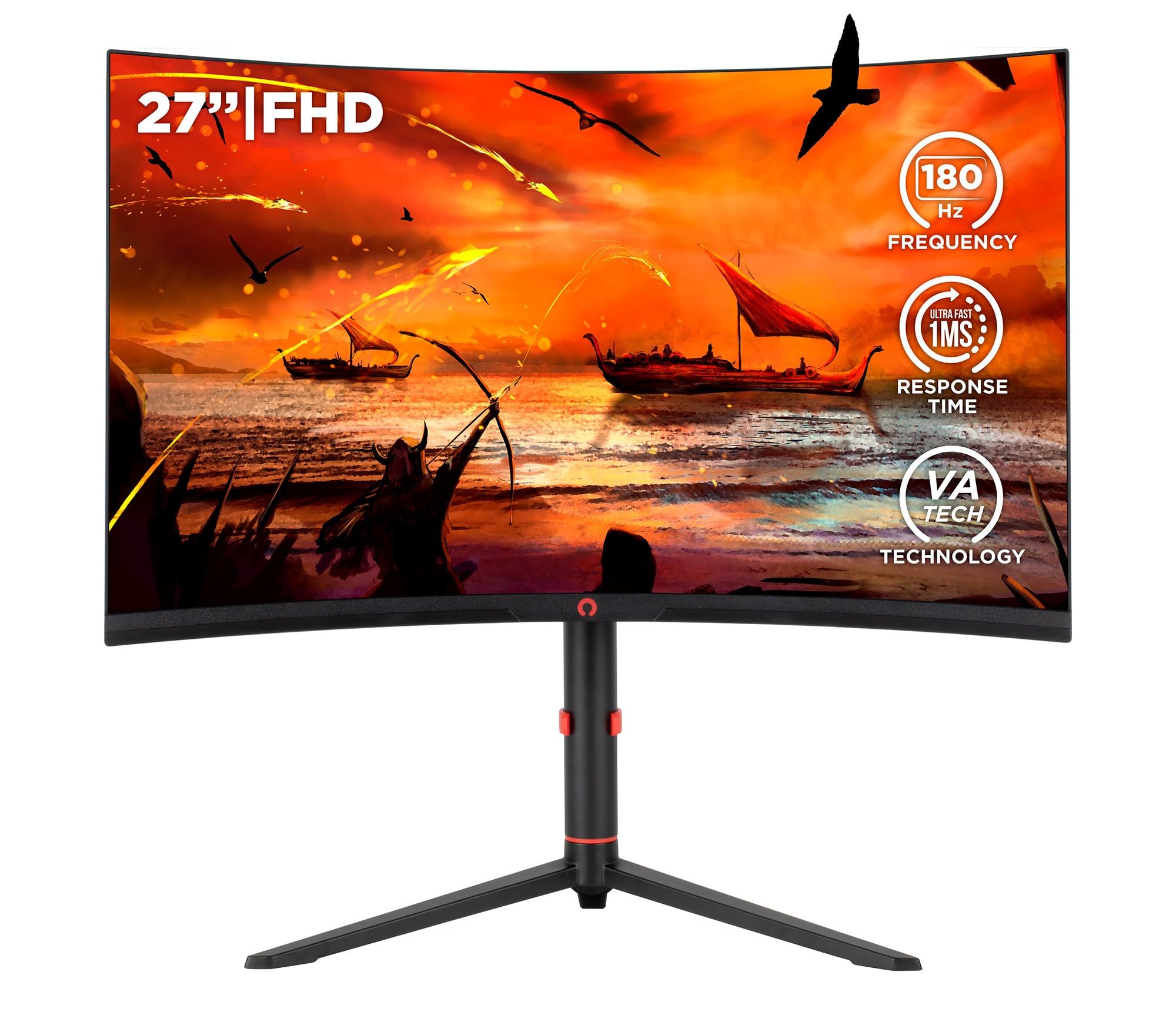 Konix Drakkar Shadow 27“ Curved Gaming-Monitor PC, PS4, PS5, Switch und Xbox - FHD-Auflösung 1.080 px - Frequenz 180 Hz - Reaktionszeit 1 ms - VA-Platte