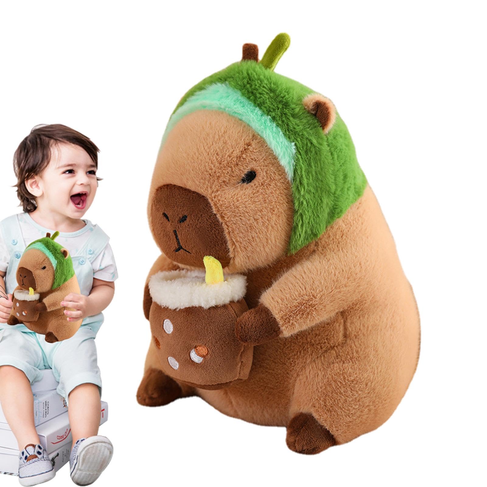 Nbhuiakl Capybara Stofftier | Capybara Kuscheltiere Plüschkissen,Abnehmbare Kopfbedeckung, süßes Capybara-Plüschtier für Erwachsene, Kinder und Mädchen, weiche Tiere