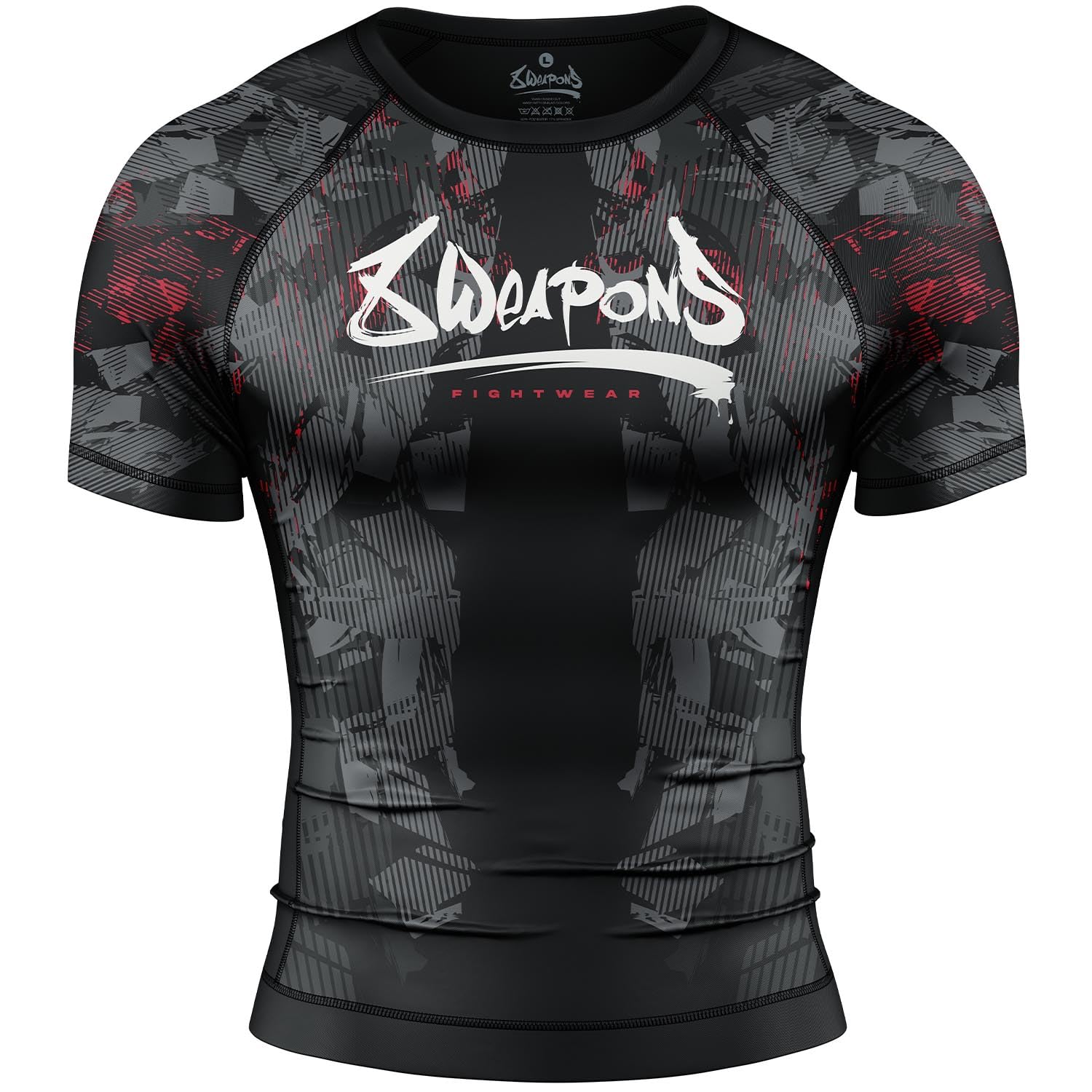 8 WEAPONS Rashguard, S/S, Hit 2.0, schwarz-rot (S)