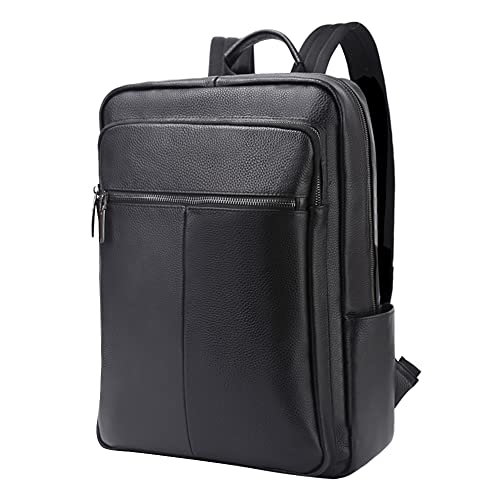 Leathario Herren Hochwertige Rindleder Rucksäck Backpack für Freizeit Schwarz4