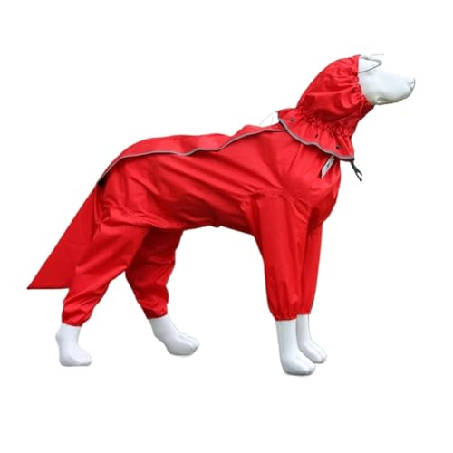 LOUPKC Luxus-Designer-Hunderegenmantel, reflektierender Ganzkörper-Hunderegenmantel, wasserdichter Overall for kleine, mittelgroße und große Hunde, Haustierprodukte for den Außenbereich(Red female dog