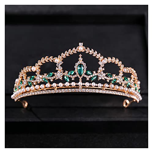 AIHEDOUJ Vintage Kristall Strass Prinzessin Krone Tiara Diadem Stirnband für Frauen Braut Hochzeit Haarschmuck Schmuck (Größe: 7) Stirnbänder (Größe: 23)