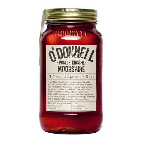 O'Donnell Moonshine “Pralle Kirsche” Likör (700 ml) I Natürliche Zutaten I Vegan I Premium Schnaps nach amerikanischer Tradition I 20% Vol. Alkohol | Geschenkidee | Kirschlikör