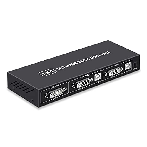 Ranuw USB Switch Selector DVI KVM Switcher Adapter 2 In 1 Out Splitter Hub Für PC Scanner Drucker + Kabel Dvi Switcher 2 Eingang 1 Ausgang