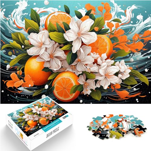 Spiel-Geschenk-Puzzle, bunte orange Blumen, 1000-teiliges Puzzle für Erwachsene, jedes Teil ist einzigartig – anspruchsvolles, unterhaltsames Familienspiel, 1000 Teile (50 x 75 cm)