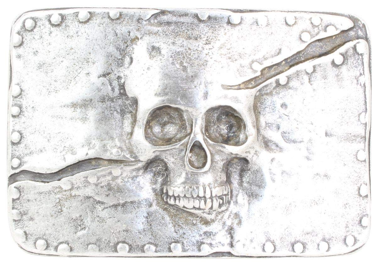 BELTINGER Gürtelschließe Totenkopf 4,0 cm | Buckle Wechselschließe Gürtelschnalle 40mm Massiv | Wechselgürtel bis 4cm | Altsilber