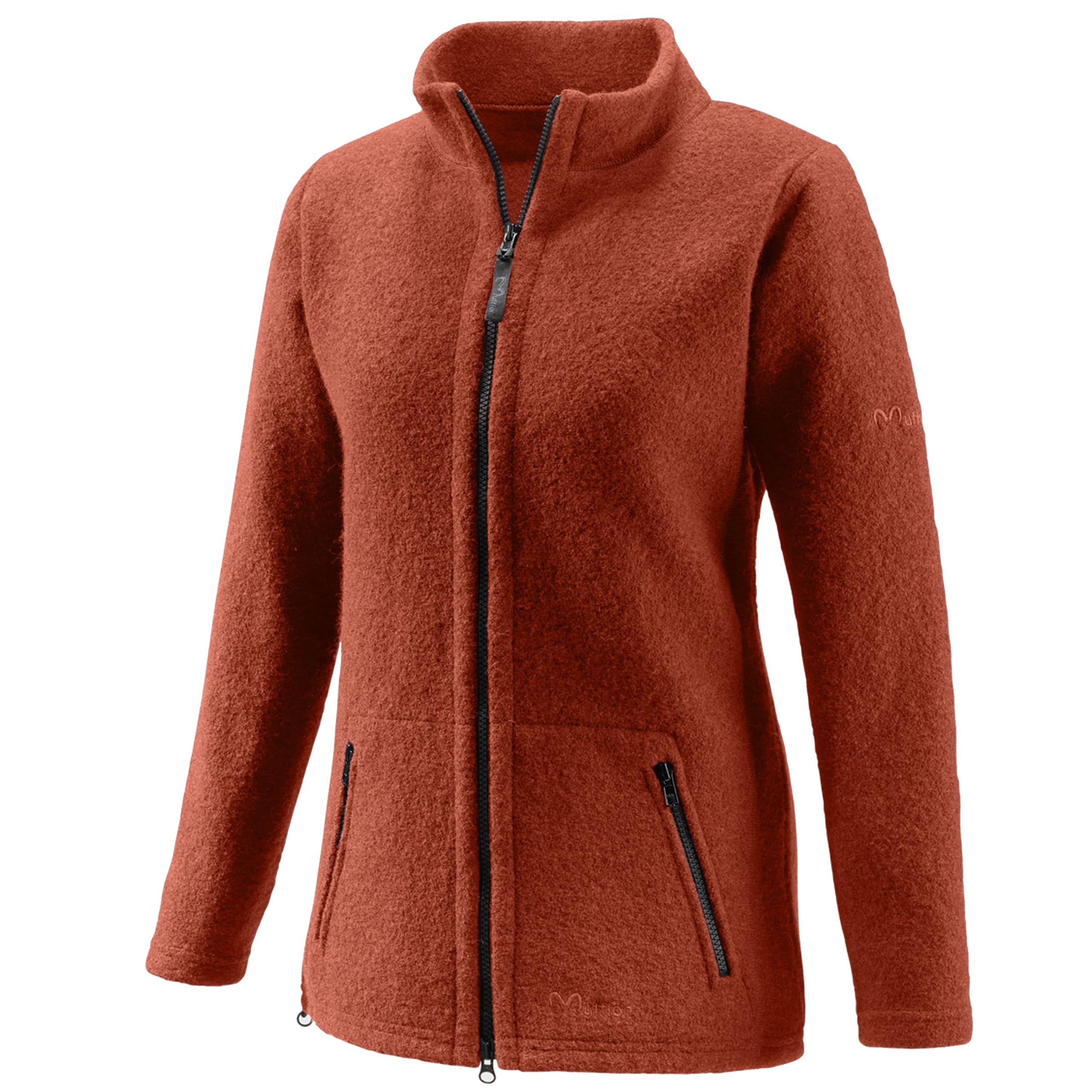 Mufflon Damen Wolljacke Mu- Lou W100 mit Stehkragen Terra orange - XXL