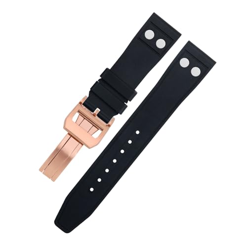 IOTUP Uhrenarmband für IWC Big Pilot Mark Portugieser, 22 mm, Fluorkautschuk mit Nieten, weiches Armband, 22 mm, Achat