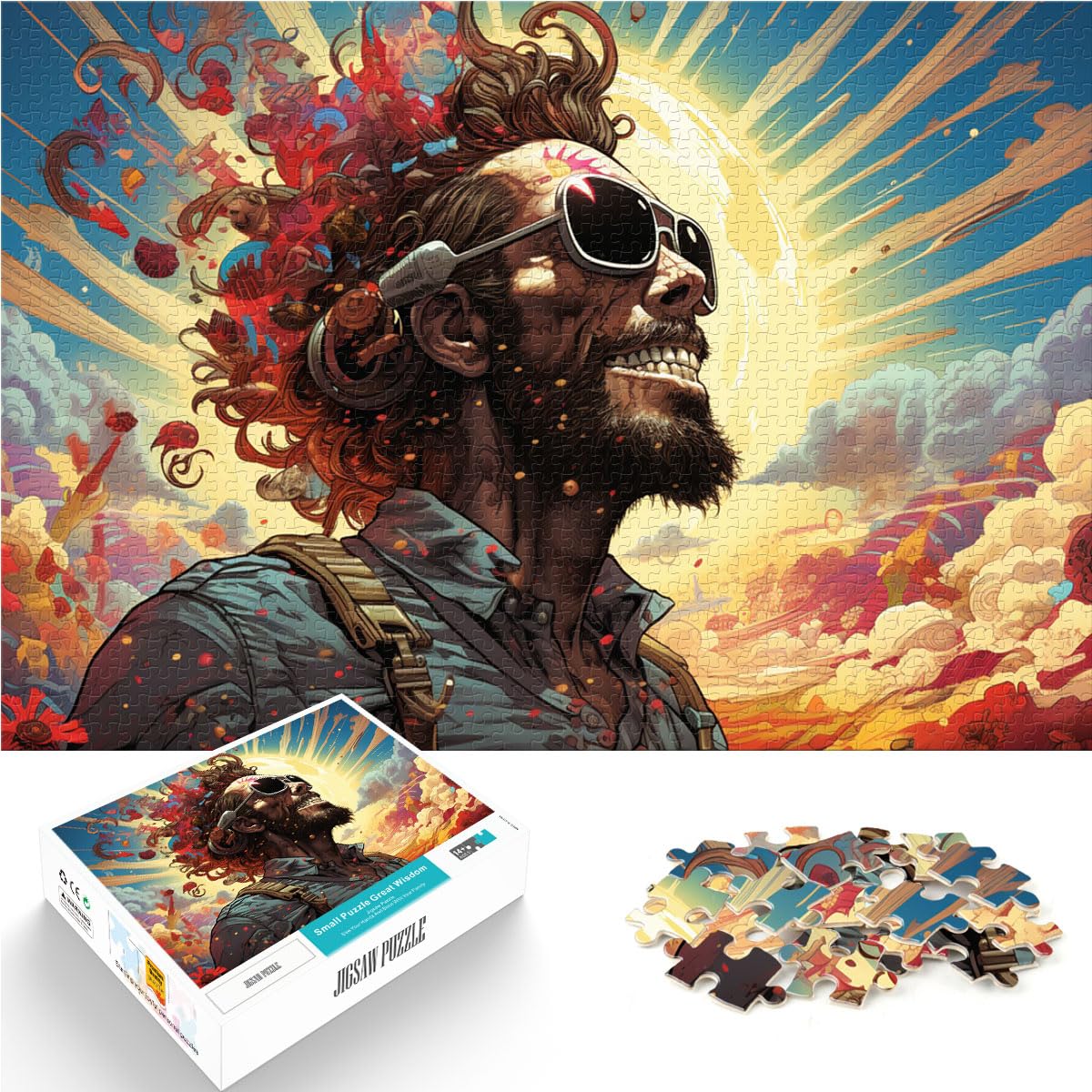 Puzzle für Fantasie, farbenfrohes Kunst-Mann-Puzzle, 1000 Teile, für Erwachsene, Holzpuzzle als Geschenk für die ganze Familie, 1000 Teile (50 x 75 cm)