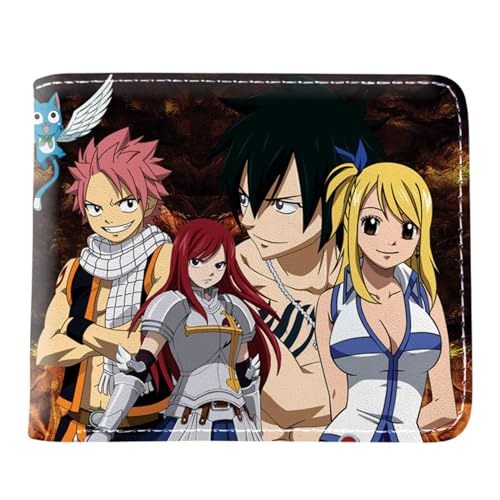 RYNDEX FAI-ry TA-il Geldbörse Anime Mittelgroß, Cartoon-Druck Kleiner Geldbeutel, PU Leder Geldbörse Kreditkartenhalter(Color:Multicolor 2)