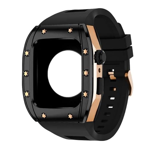 TONECY Correa Modifikationsset, Silikonarmband für Apple Watch, 44 mm, 45 mm, Metall-Schutzhülle, Armband für Apple Watch Serie 8, 7, 6, 5, 4 SE (Farbe: E, Größe: 44 mm)