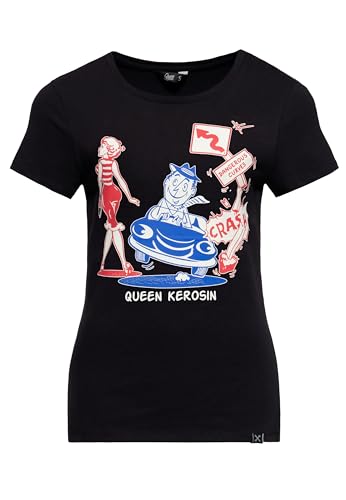 Queen Kerosin Damen Kurzarm T-Shirt | Printshirt | 50S | Rockabella | Vintage | Comic Art | Cartoon | Retro Dangerous Curves