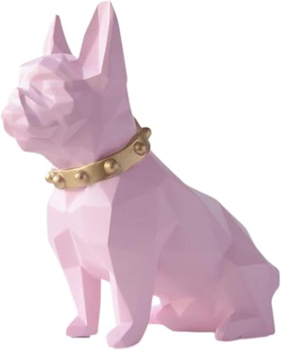 Französische Bulldoggen-Statue, Kunstharz-Skulptur, Dekor für Regale, Hundestatue, Münz-Aufbewahrungsbox, Desktop-Aufbewahrung und Raumdekoration, Rosa