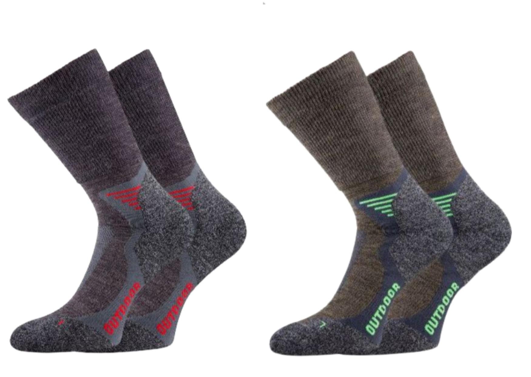 TippTexx24 2/4 Paar unisex Wandersocken,Trekkingsocken mit Merinowolle (43/46, Rot/Grün 4 Paar)