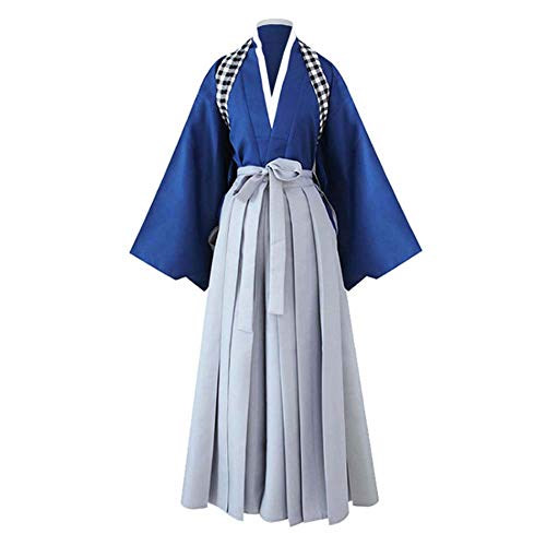 Herren Kendo Hakama Aikido Japanisches Samurai-Kostüm Judo Kampfsport Uniform Kendogi Kimono Cosplay Set Anzug - - X-Large