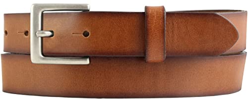 BELTINGER Herren-Gürtel Vintage-Look 3 cm | Jeans-Gürtel aus Vollrindleder für Herren 30mm | Mit geschwärzten Kanten | Cognac 100cm