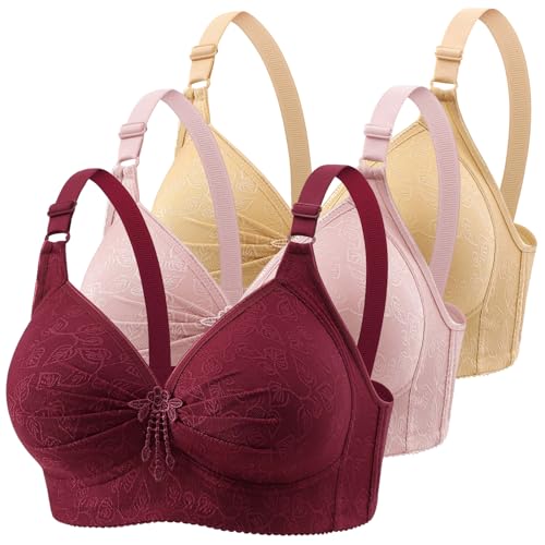 3er Pack BH Damen ohne Bügel Nahtloser Bra Push Up BHS Sexy Starker Halt Große Brüste Klassische Bustier Soft Bequemer Bralette Fitness Dessous Crop Top für Alltag