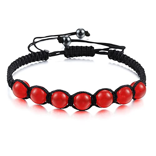 YIHANSS Kristallraue Trendige geflochtene Nylonseilperlenarmbänder Frauen Männer Naturstein Karneol Imitation Bernstein Strang Armband Armreif Geschenk Reiki-Armbänder (Farbe: Beige, Größe: Beige)