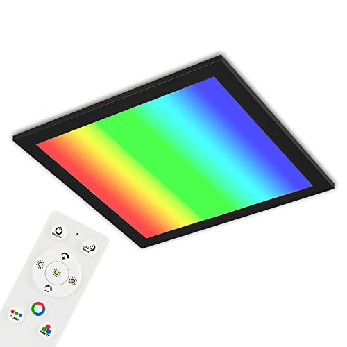 Briloner Leuchten - Ultraflache Deckenlampe RGB, Deckenleuchte CCT, LED Panel, Farbtemperatur einstellbar, Farbwechsel, Dimmbar, Fernbedienung, Schwarz