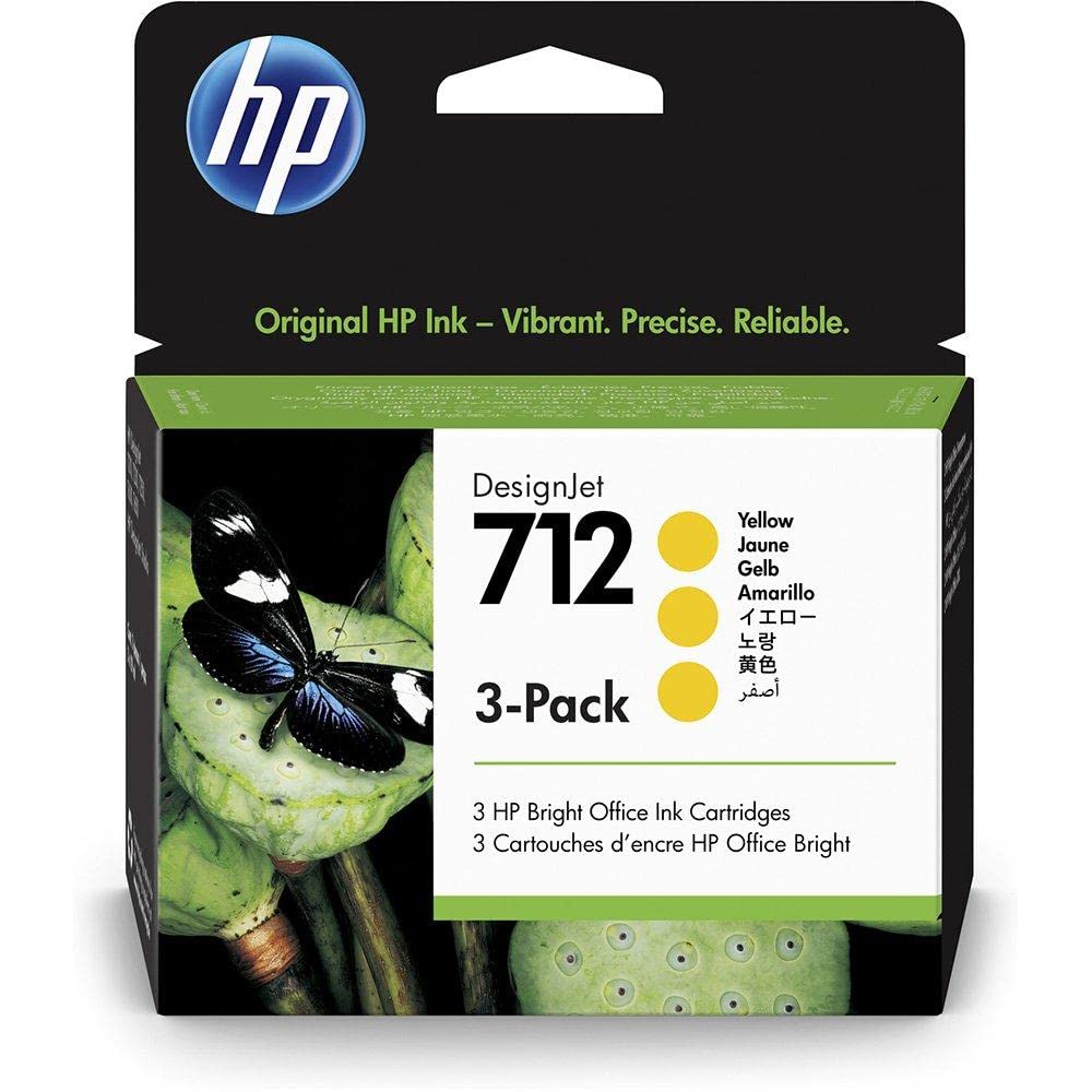 HP 712 3er-Pack Gelb 29 ml Original Druckerpatrone (3ED79A) mit originaler HP Tinte, für DesignJet T650, T630, T250, T230 & Großformatdrucker der Studio-Serie sowie den HP 713 DesignJet Druckkopf