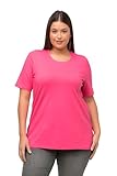 Ulla Popken Damen große Größen Übergrößen Plus Size T-Shirt, A-Linie, Rundhalsausschnitt, Halbarm rosarot 54+ 807264511-54+