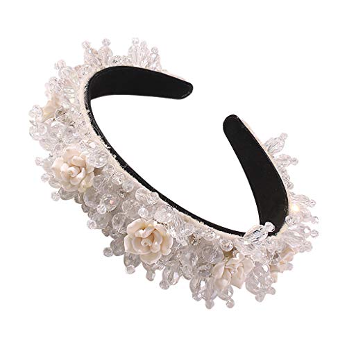 SANRLO Stirnbänder, Haarschmuck für Damen, Hochzeit, Brautschmuck, Stirnband, klare Kristalle, Perlen, Blumenhaarreif, Krone