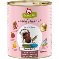 Sparpaket GranataPet Liebling's Mahlzeit 12 x 800 g - Lachs & Pute mit Kartoffel, Hagenbutten,Petersilie und Nachtkerzenöl