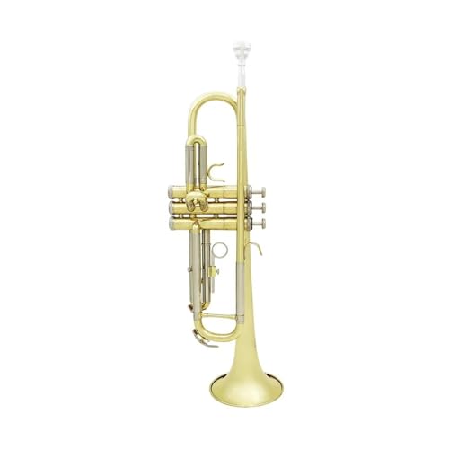 Professionelle Musical Trompete Bb B Flache Messing Material Trompeta Blasinstrument Mit Mundstück Strap Fall Zubehör (Color : Gold Silver)