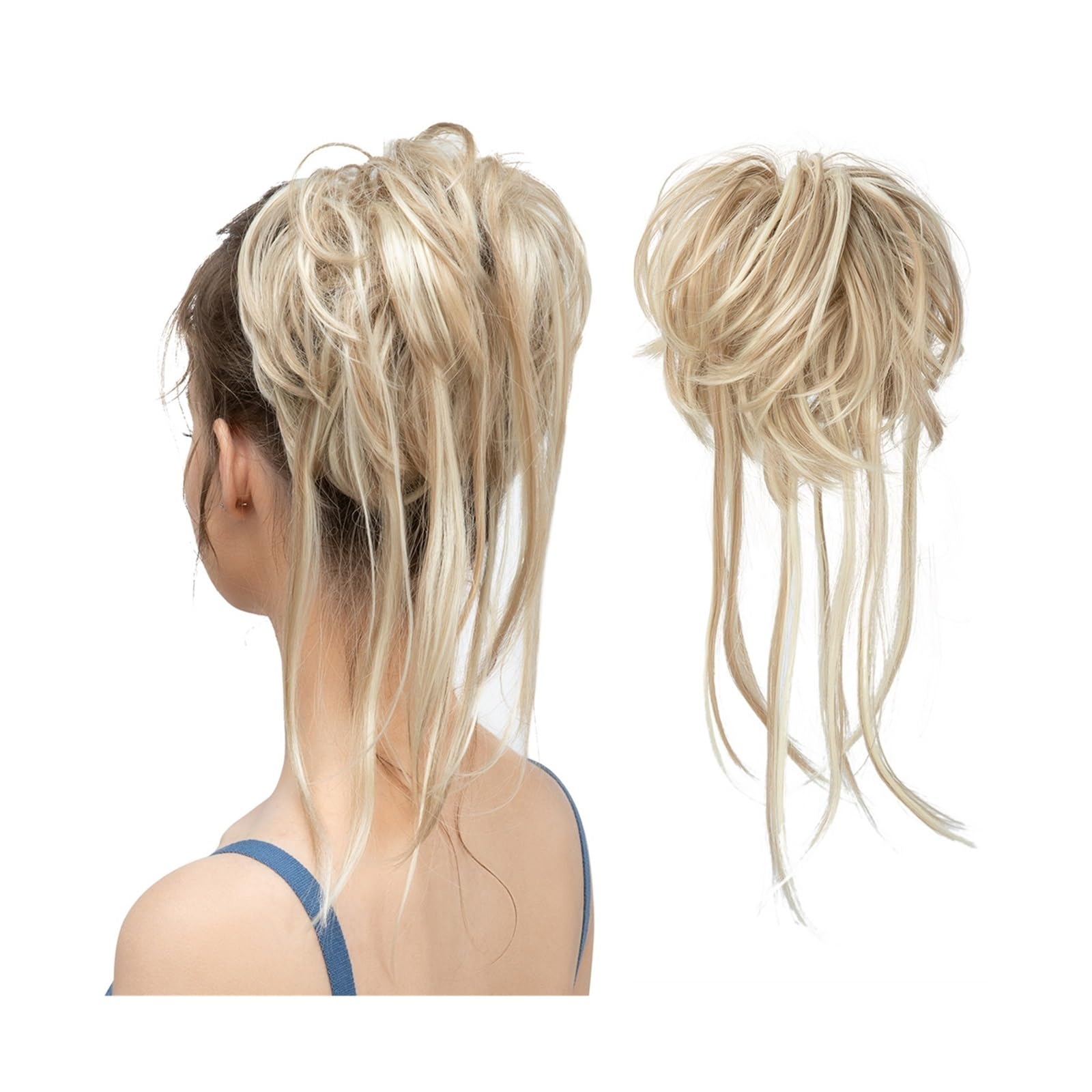 Haarteile Haarknoten Synthetische elastische Messy Bun-Haarteile, lockiges Haargummi, schwarz, blond, braun, Chignon-Band, Hochsteckfrisur, Donut for Frauen, natürliches Kunsthaar Brötchen Haare(Dirty