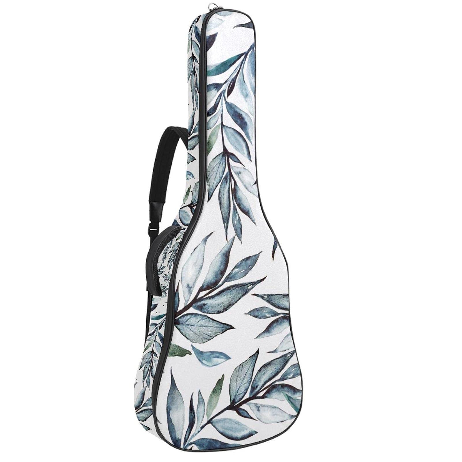 Gitarrentasche Schutz- und Transporttasche für akustische und klassische Gitarren wasserfest und gepolstert Grünes Blatt grau 108.9x42.9x11.9 cm