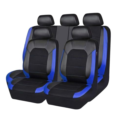 CutuLi Auto Sitzbezüge Sets FüR Nissan Qashqai II (J12) 2021-2024, Leder Auto Schonbezug Full Set Sitzbezug Vordersitze Rücksitzschoner Auto Zubehör,A/Black Blue