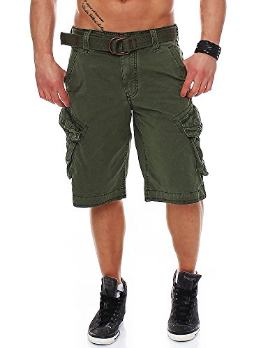 Jet Lag Herren Cargo Shorts Take off 3 (16) mit Gürtel olive W31