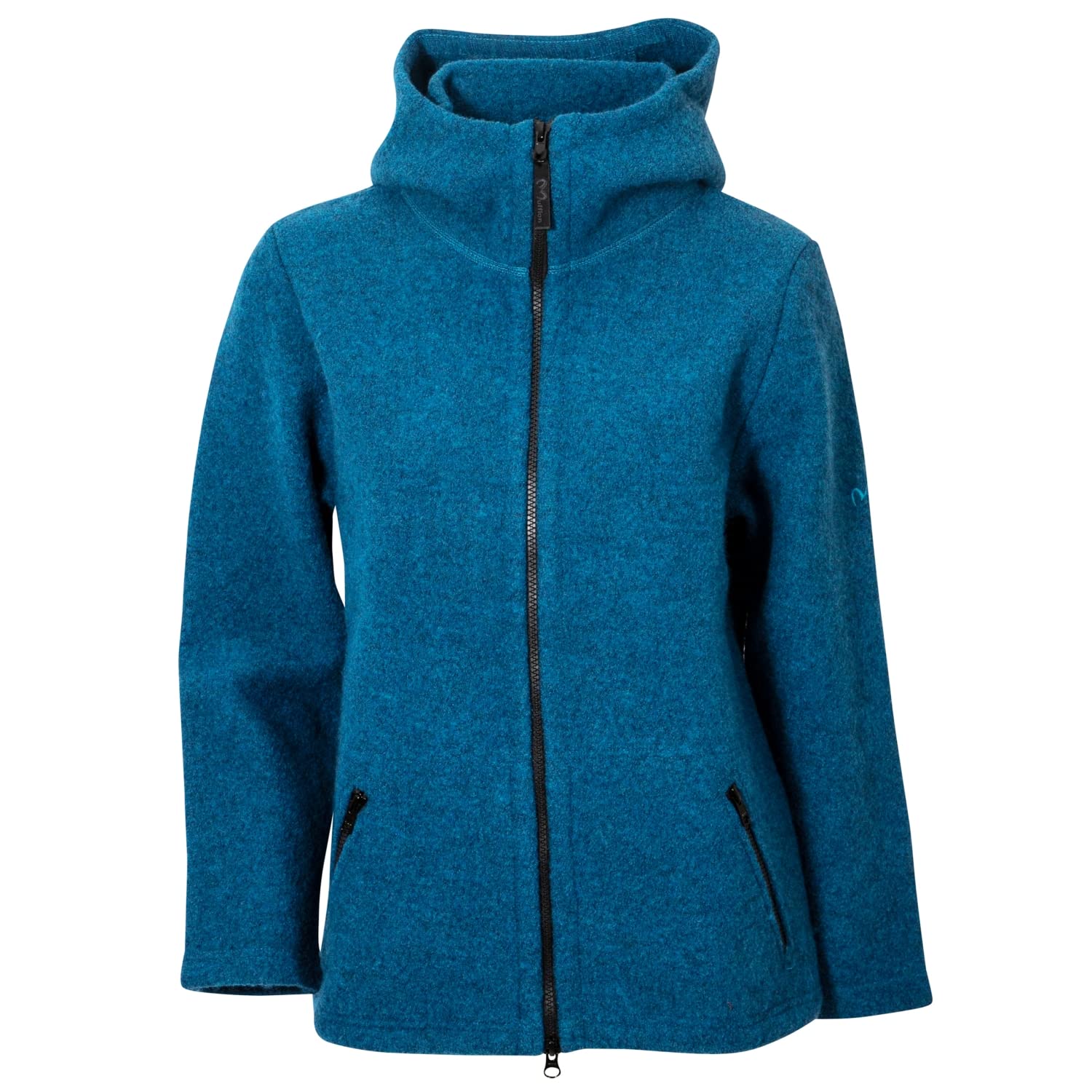 Mufflon Damen Wolljacke Mu- Nele W100 mit Kapuze sea Petrol - XL