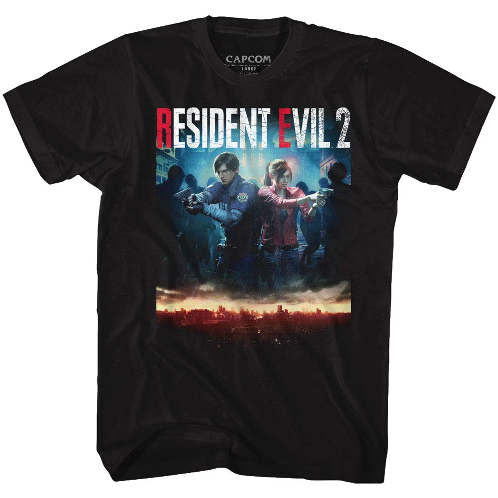 Resident Evil Horror SyFy Film Video Game Re2Make Cover Erwachsene T-Shirt Tee, schwarz, X-Groß