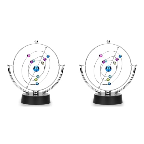 Oladfiop 2X Kinetische Kunst Asteroid - Elektrischnisches Perpetuum Mobile Schreibtischspielzeug Heim Dekoration