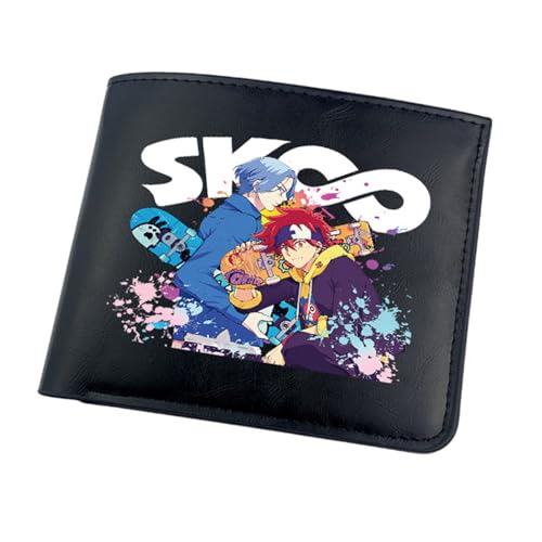 RYNDEX SK8 The Infi-nity Anime-Geldbörsen, Zweifach Gefalteter Geldbörse Klein, PU-Leder Geldbörse Brieftasche Wallet(Color:Black 9)