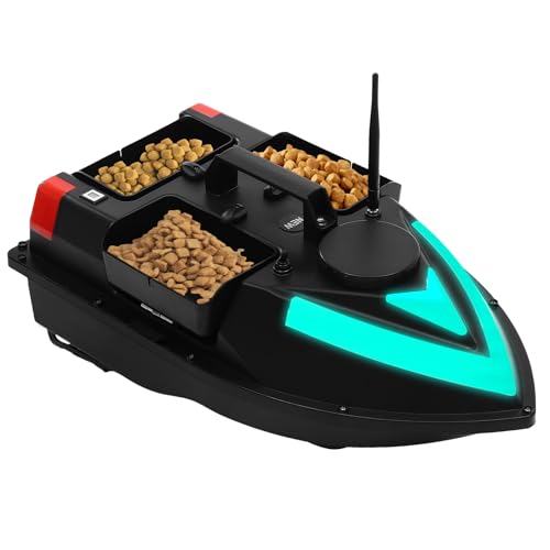 KAPIPALA GPS Wireless Smart RC Angelköder-Boot 1,5kg Auto Cruise Fernbedienung Köder Boot 500M mit Doppelmotorkonfiguration und LED-Streifen Angel Nest Boot für Großen Wasserflächen 15200mAh