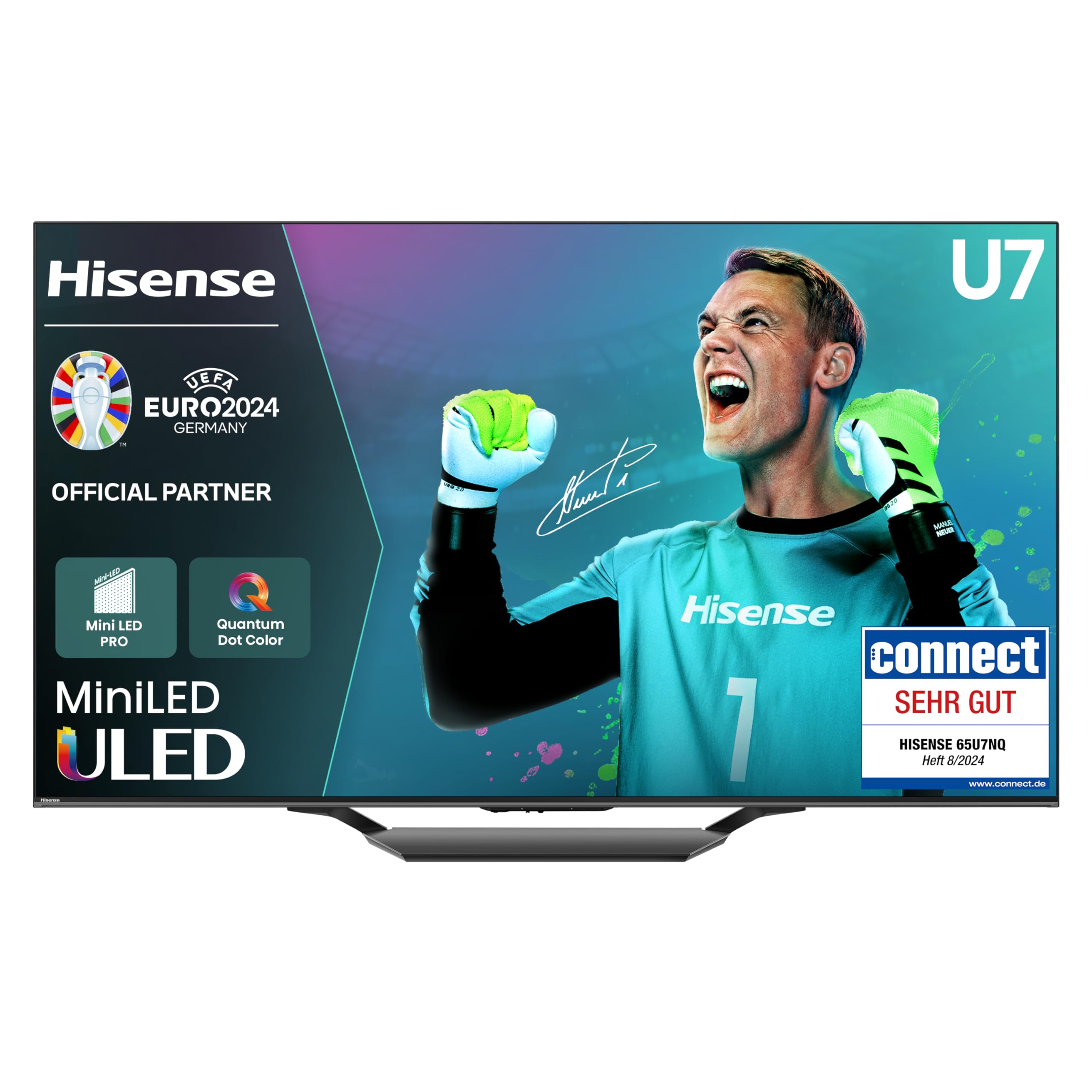 Hisense 65U7NQ 164cm (65 Zoll) Fernseher, 4K Mini LED ULED HDR Smart TV, Quantum Dot, 120Hz/ 144Hz VRR, HDMI 2.1, Game Mode Pro, Dolby Vision IQ & Atmos, Bluetooth, Alexa Built-in, Anthrazit, [2024]