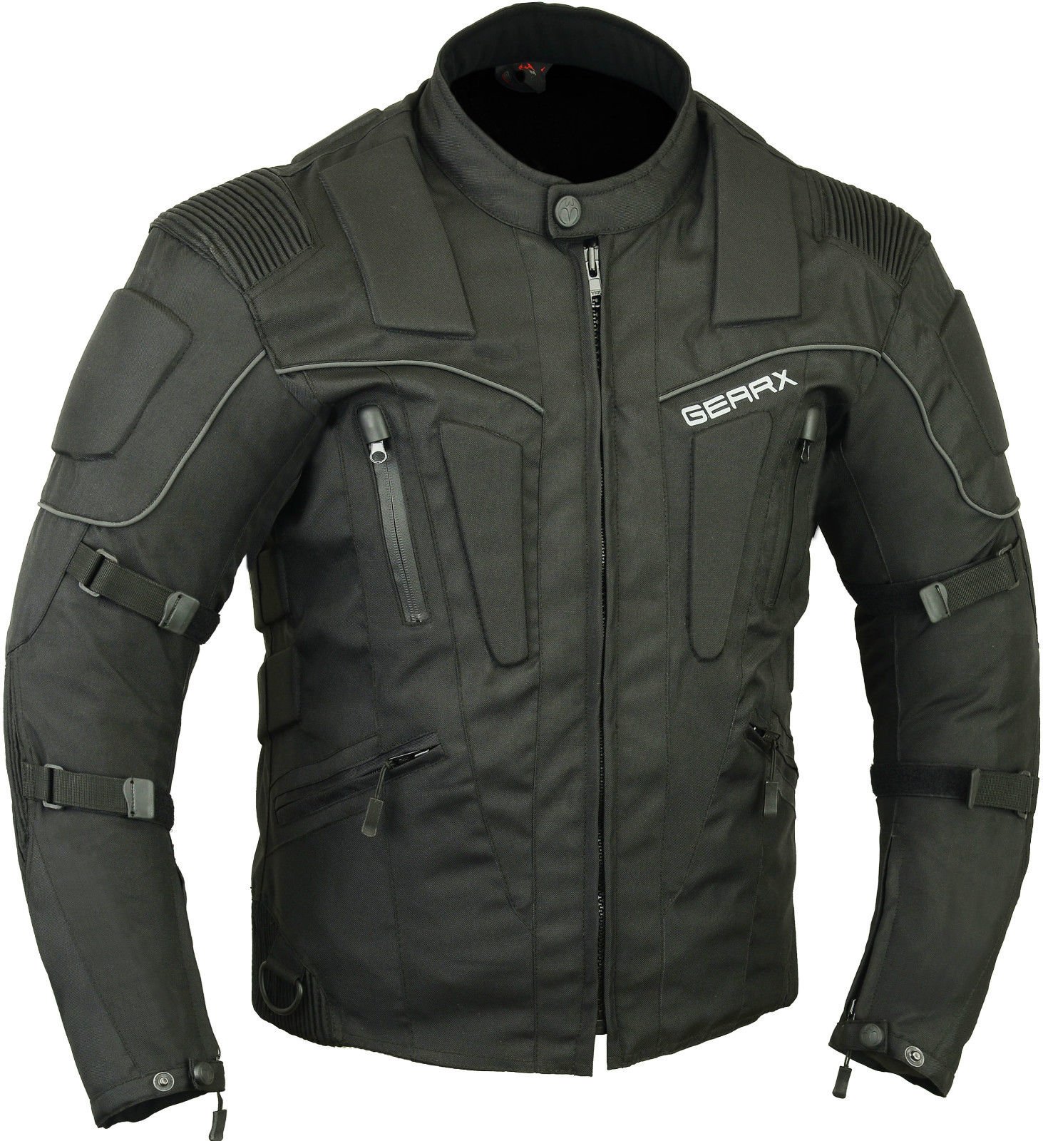 GEARX Storm Motorrad-Schutzjacke, wasserdicht, atmungsaktiv, Belüftungsöffnungen, Schwarz, XL