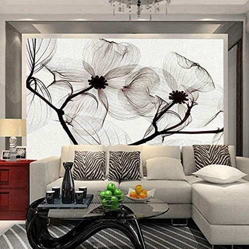 XLMING Transparente Schwarze Und Weiße Blume Handmalerei 3D Tapeten Home Esszimmer Sofa Schlafzimmer Wohnzimmer TV Hintergrund-430cm×300cm