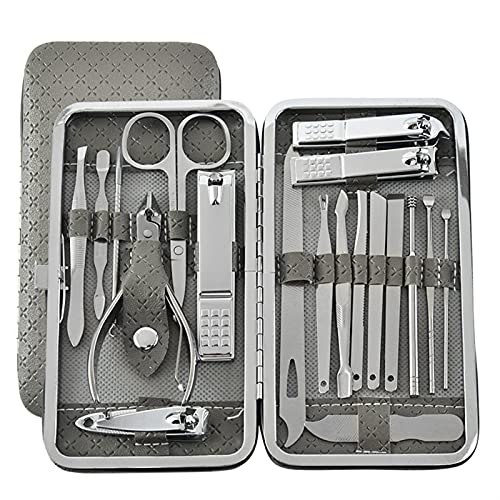 BONAD Zehennagelknipser 19pcs / Set Beschneiden Nagelschneider Zangen Zangen Set Set Single Nail Groove Pedicure Clipper Tool Home Tool Nagelknipser-Set (Color : Grigio)