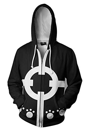 QYIFIRST Herren Jacke Bartholomew Kuma Mantel Cosplay Kostüm Zip-Up Hoodie Leichte Gedruckt Jacket mit Taschen Schwarz L (Chest 110cm)