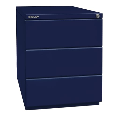 Bisley Rollcontainer OBA, mit 25 mm Top, 3 Universalschubladen, Metall, 639 Oxfordblau, 56.5 x 42 x 51.9 cm