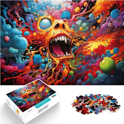 Puzzlespiele, farbenfrohes psychedelisches Kunstpuzzle für Erwachsene und Ren, 1000 Teile, Holzpuzzle, anspruchsvoll, aber unterhaltsam und humorvoll, 1000 Teile (50 x 75 cm)