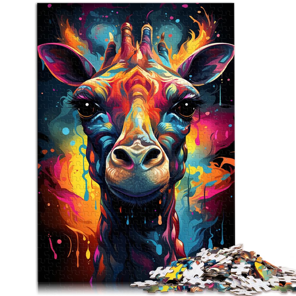 Puzzle | Puzzles, farbenfrohe psychedelische Fantasie-Giraffe, 1000 große Teile, Puzzle für Erwachsene, Holzpuzzle, anspruchsvolles Spiel, Geschenke, 1000 Teile (50 x 75 cm)