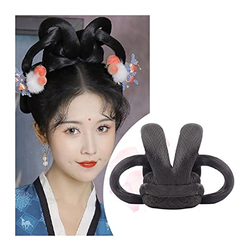 Bun Haarteile Brötchen Elegante Retro Kopfbedeckung Synthetische Chinesische Alte Perücke Hanfu Kopfschmuck Haar Alte Chinesische Frauen Cosplay Perücken Zubehör Brötchen-Haarteil (Color : VM27)