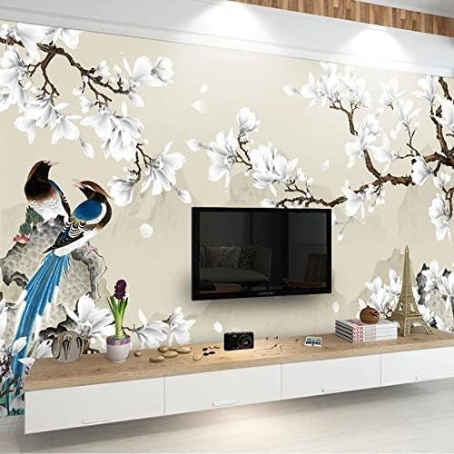 XLMING Magnolie Vogel Und Blume Handbemalt 3D Tapete Home Dekoration Wohnzimmer Sofa Schlafzimmer Tv Hintergrund Wand-430cm×300cm