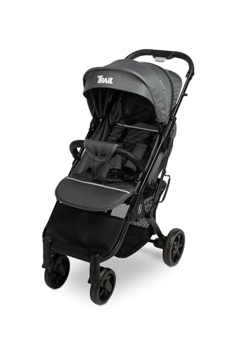 CARETERO Trail Kinderwagen - Mobiler Buggy - Beindecke - Regenschutz - Komfortabler Sitz mit verstellbarer Rückenlehne - Stabile Räder - 78x50x102cm - Graphit