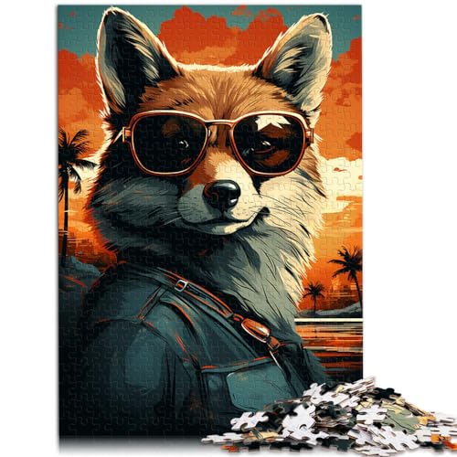 Puzzlespiel „Fuchs-Boss mit Sonnenbrille“ 1000 Teile Puzzle für Erwachsene Puzzle Holzpuzzle – anspruchsvolles Familienpuzzlespiel (50 x 75 cm)