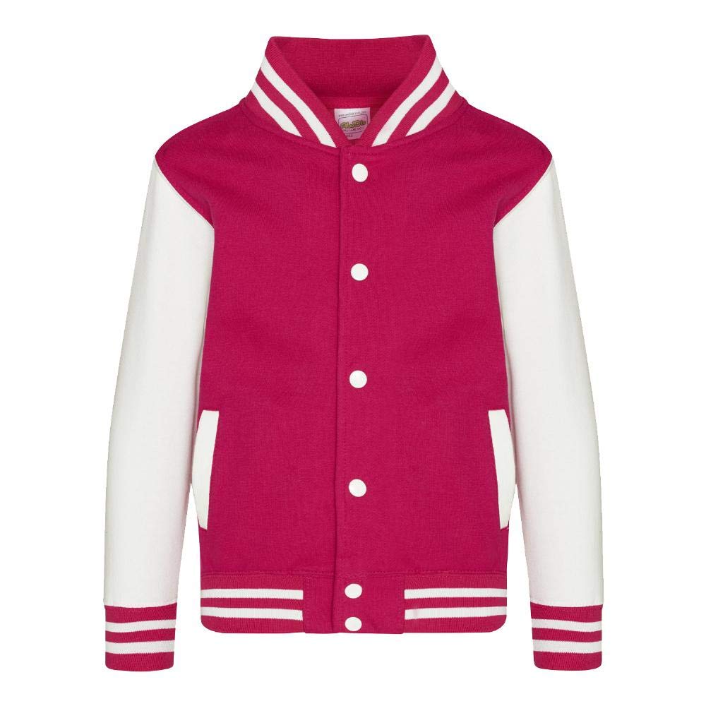 Just Hoods - Kinder College Jacke/Hot Pink/White, 9-11 Jahre